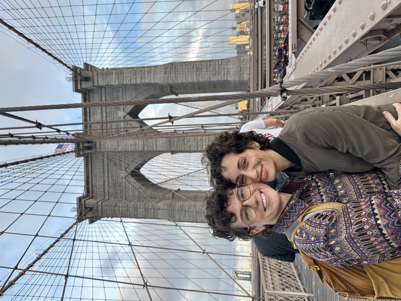 Katie and Anna on the Brooklyn Bridge