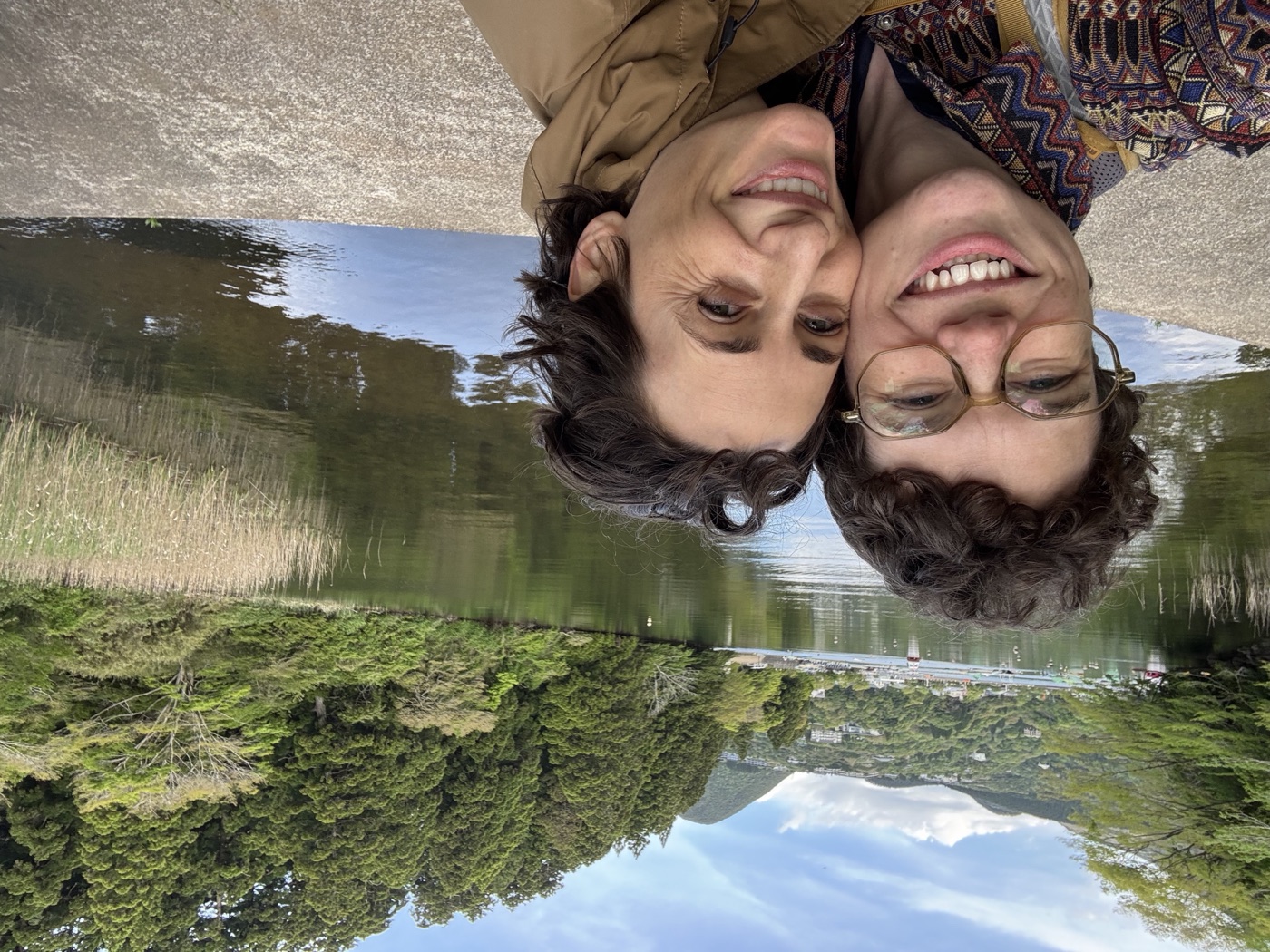 Katie and Anna by a lake